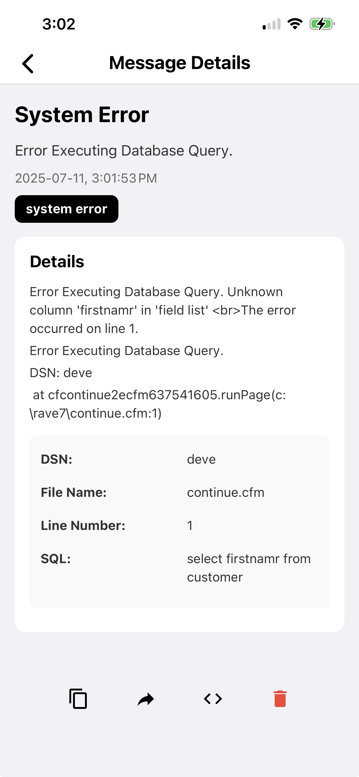 Error Notification